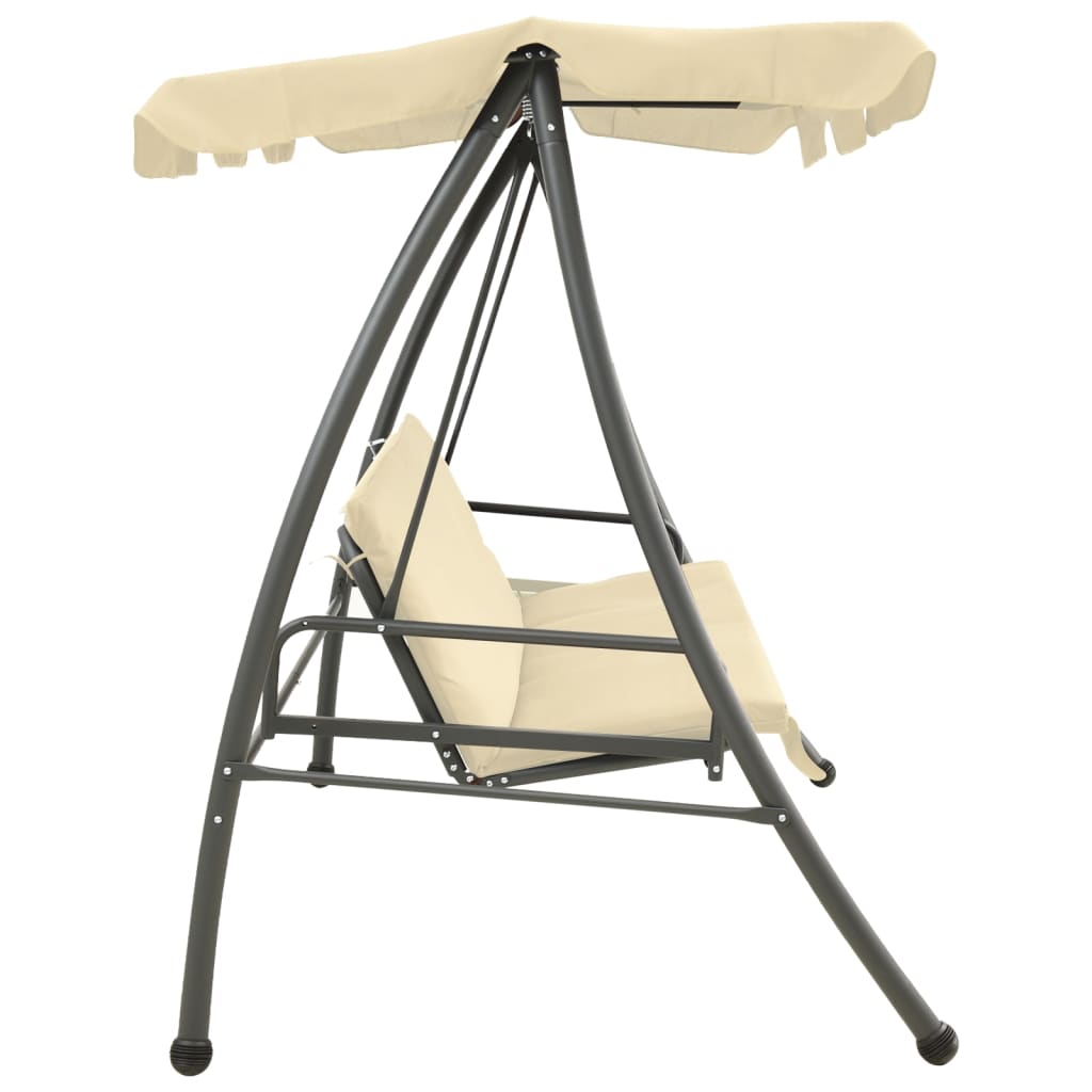 Outdoor swing with canopy, sand white