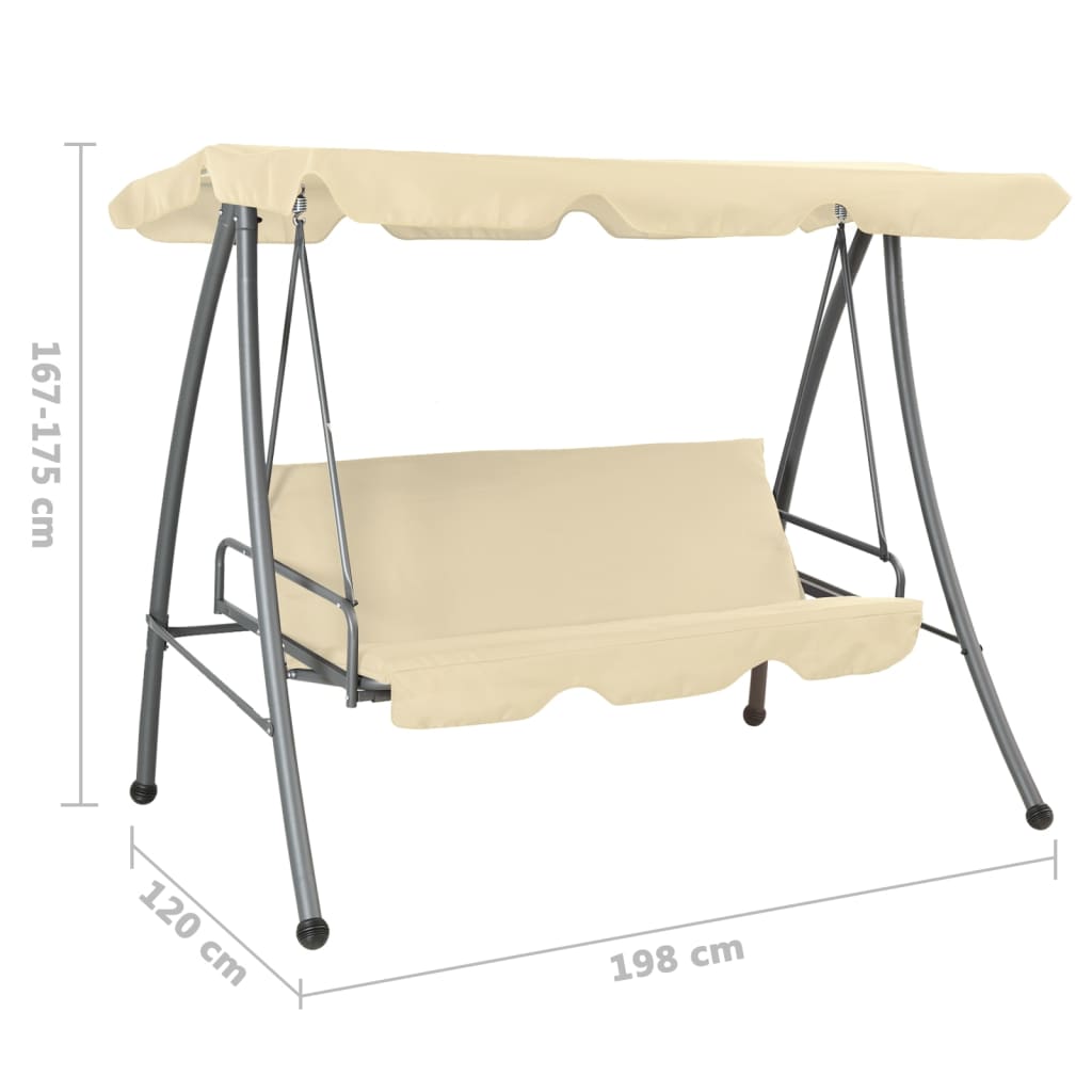 Outdoor swing with canopy, sand white
