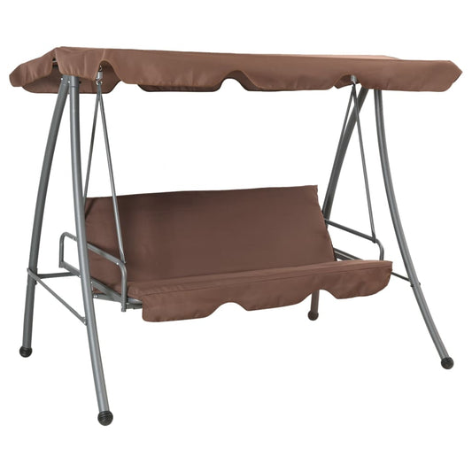 Outdoor swing with canopy, brown