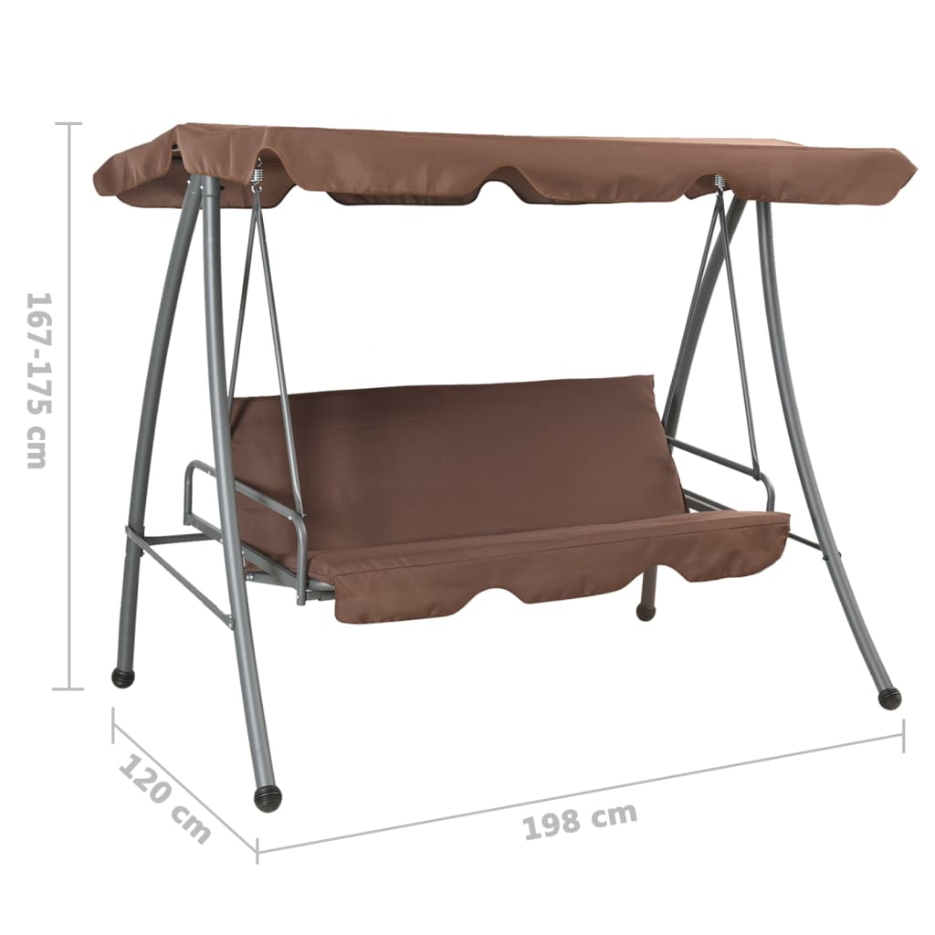 Outdoor swing with canopy, brown