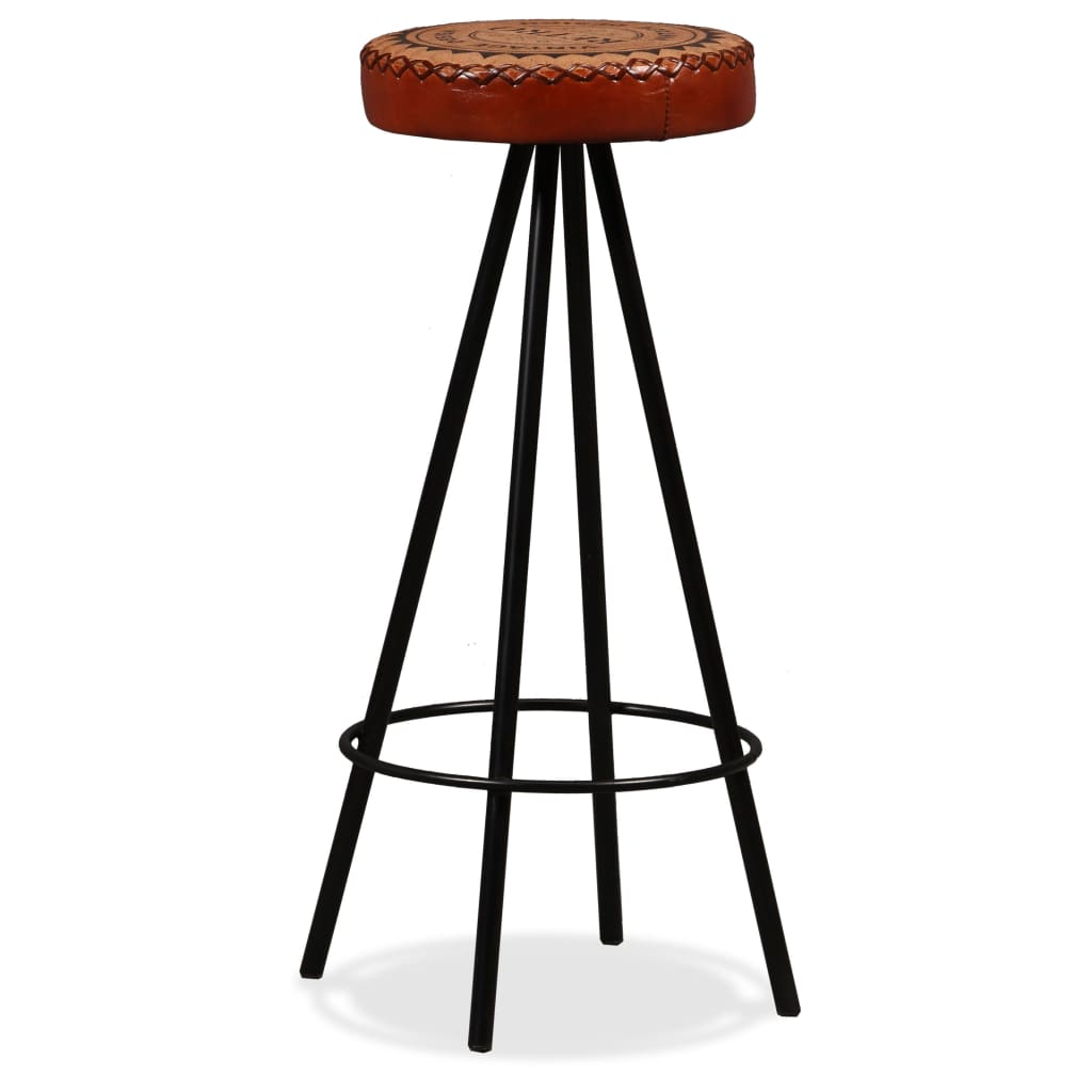 Bar stools, 2 pcs., natural leather