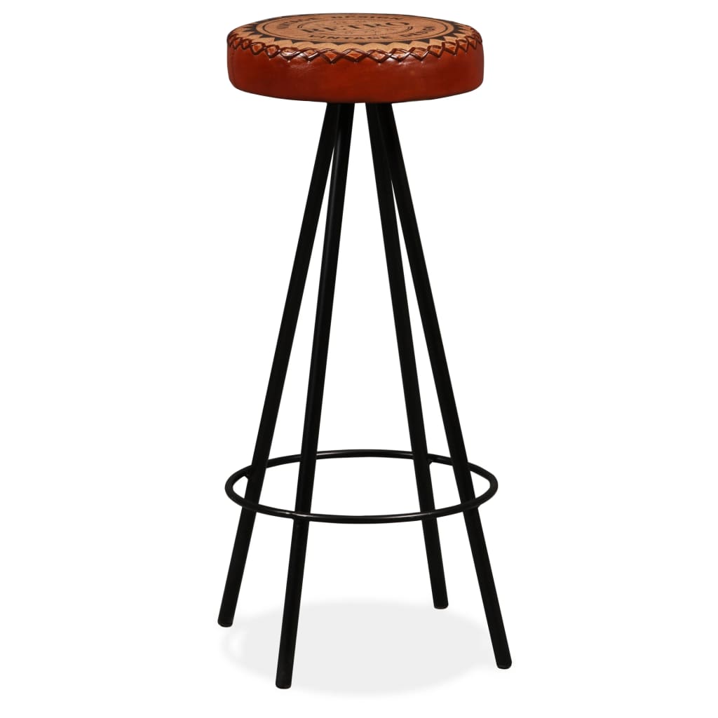 Bar stools, 2 pcs., natural leather