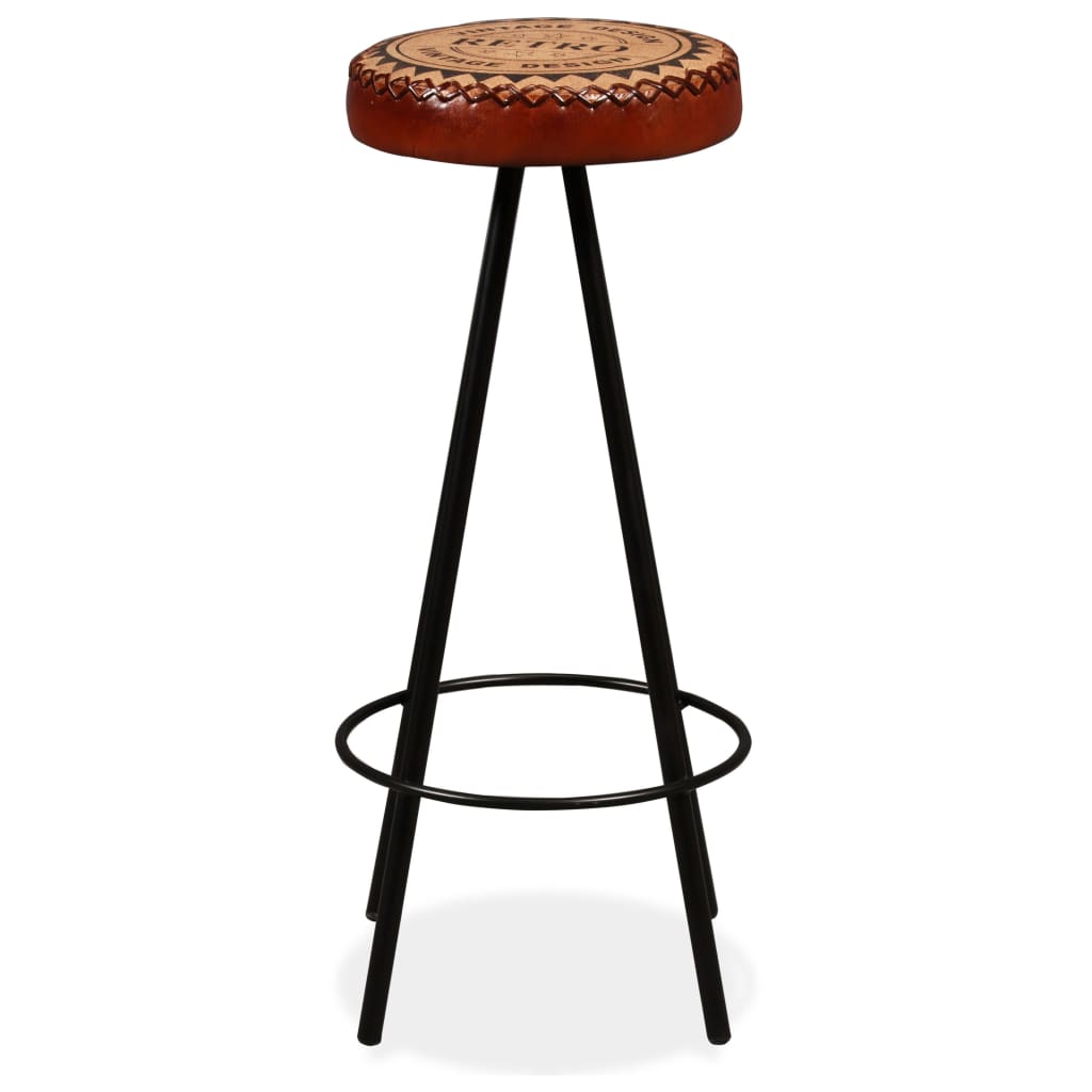Bar stools, 2 pcs., natural leather
