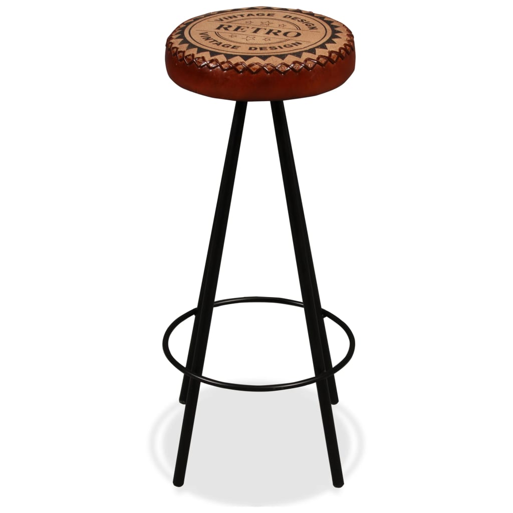 Bar stools, 2 pcs., natural leather