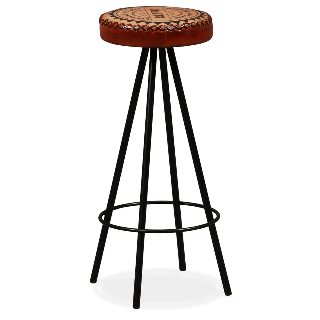 Bar stools, 2 pcs., natural leather