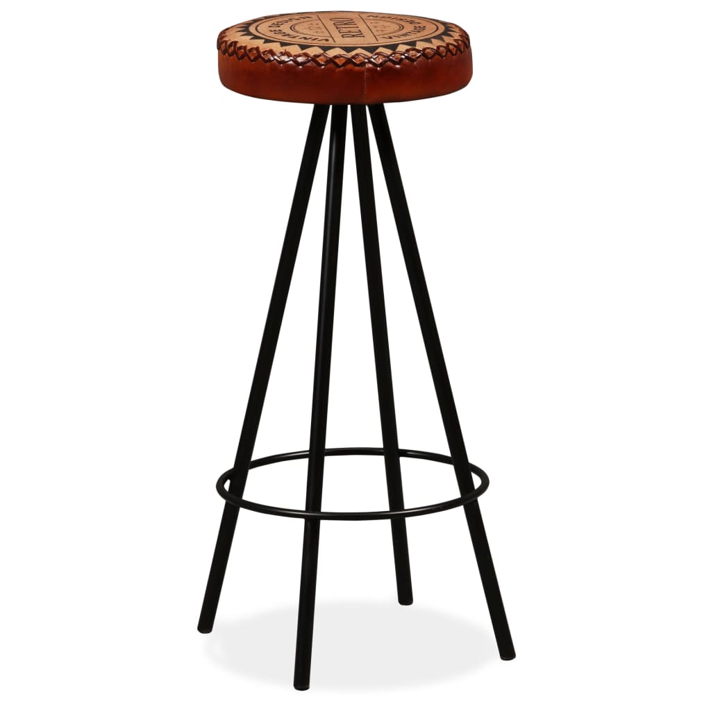 Bar stools, 2 pcs., natural leather