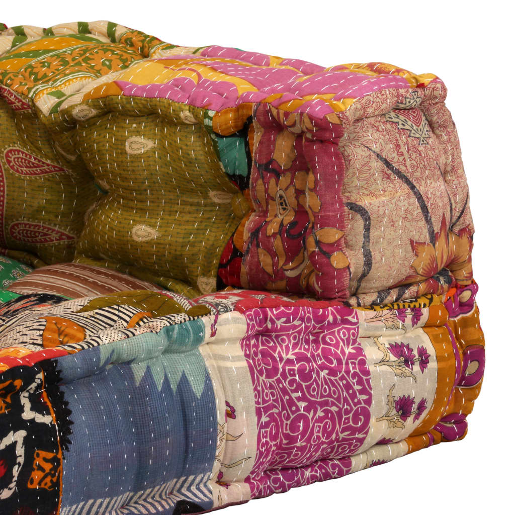Modular sofa with 2 seats, patches, fabric