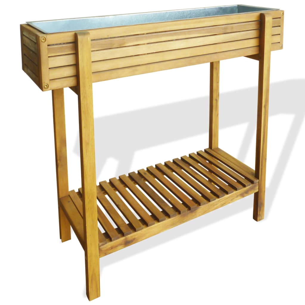 Strat înălțat de grădină, lemn masiv de acacia și zinc