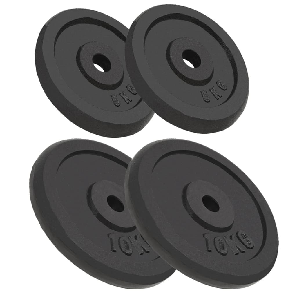 Weight plates, 4 pcs., 2x10 kg+2x5 kg, cast iron