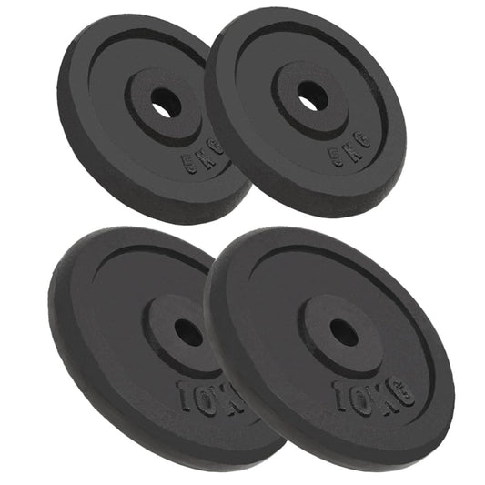 Weight plates, 4 pcs., 2x10 kg+2x5 kg, cast iron