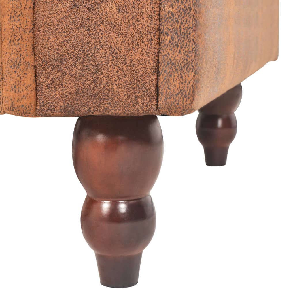Extendable sofa with armrests/2 seats, brown, artificial velor