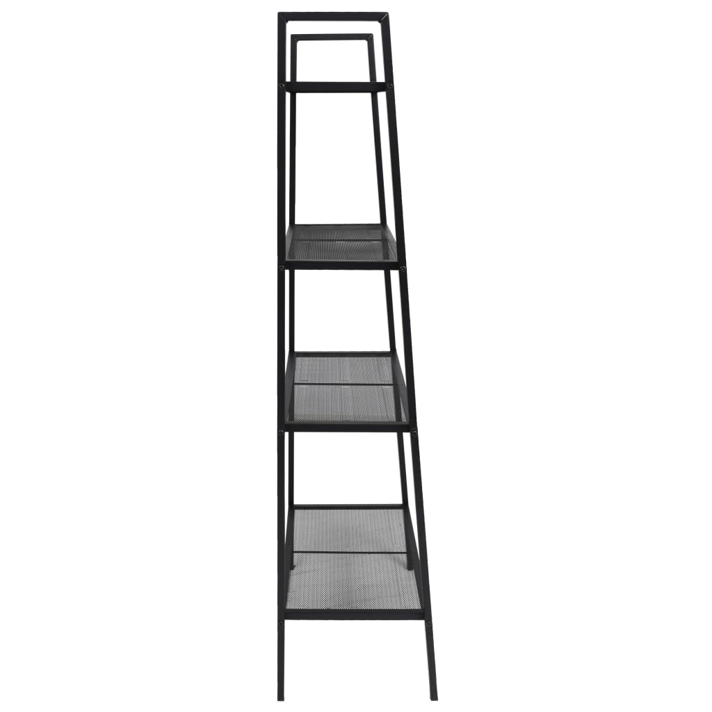 Bibliotecă tip scară, 4 trepte, metal, negru