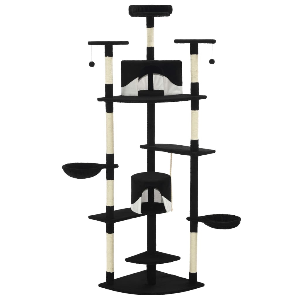 Cat set, sisal rope poles 203 cm Black and white