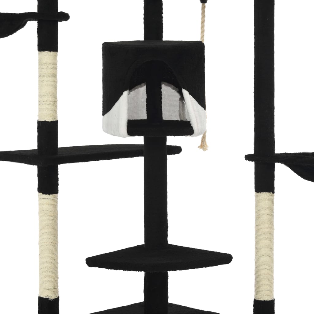 Cat set, sisal rope poles 203 cm Black and white