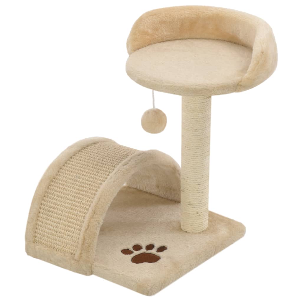 Cat set with sisal rope pole, beige and brown, 40 cm