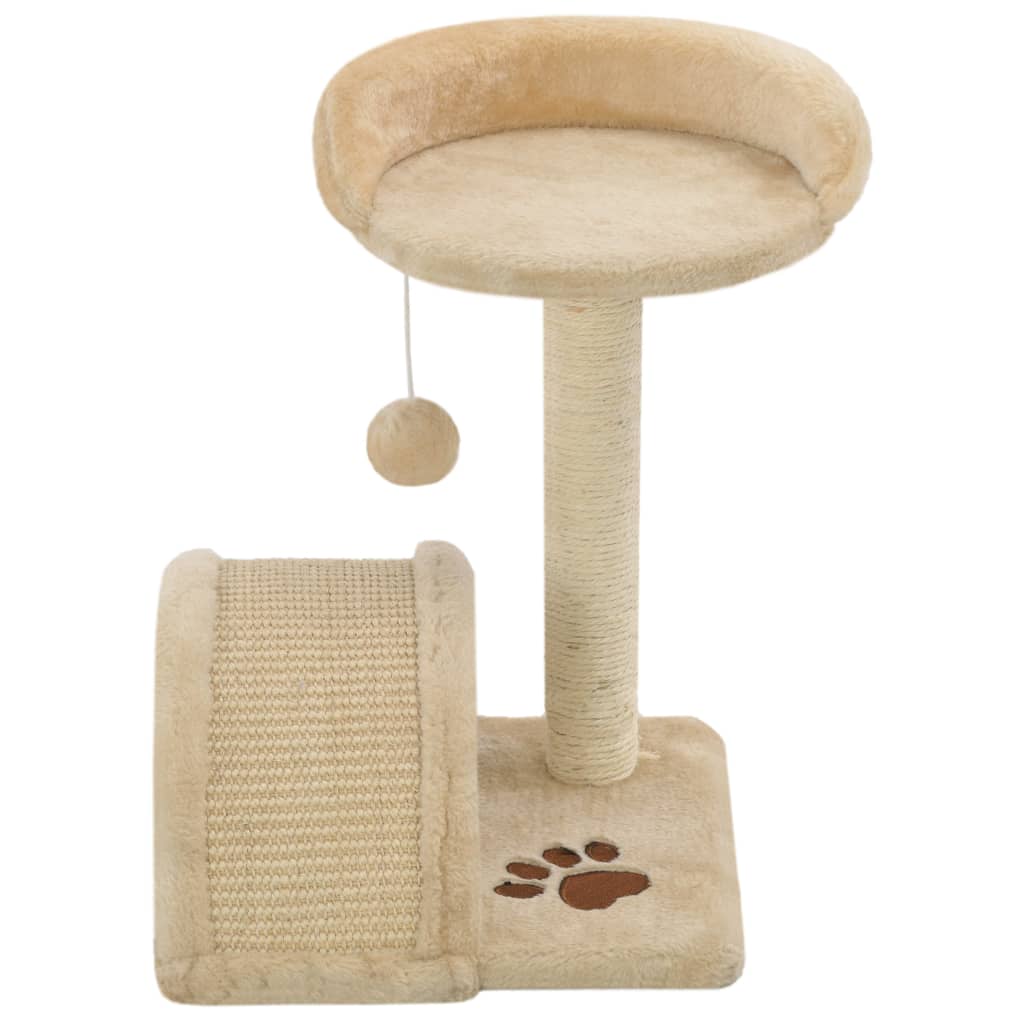Cat set with sisal rope pole, beige and brown, 40 cm