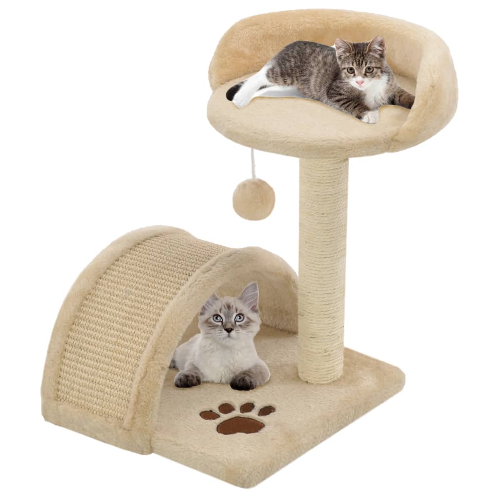 Cat set with sisal rope pole, beige and brown, 40 cm