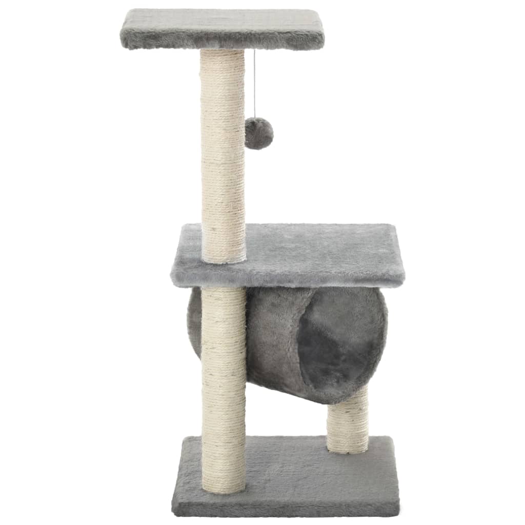 Ansamblu pentru pisici cu stâlpi din funie de sisal, gri, 65 cm