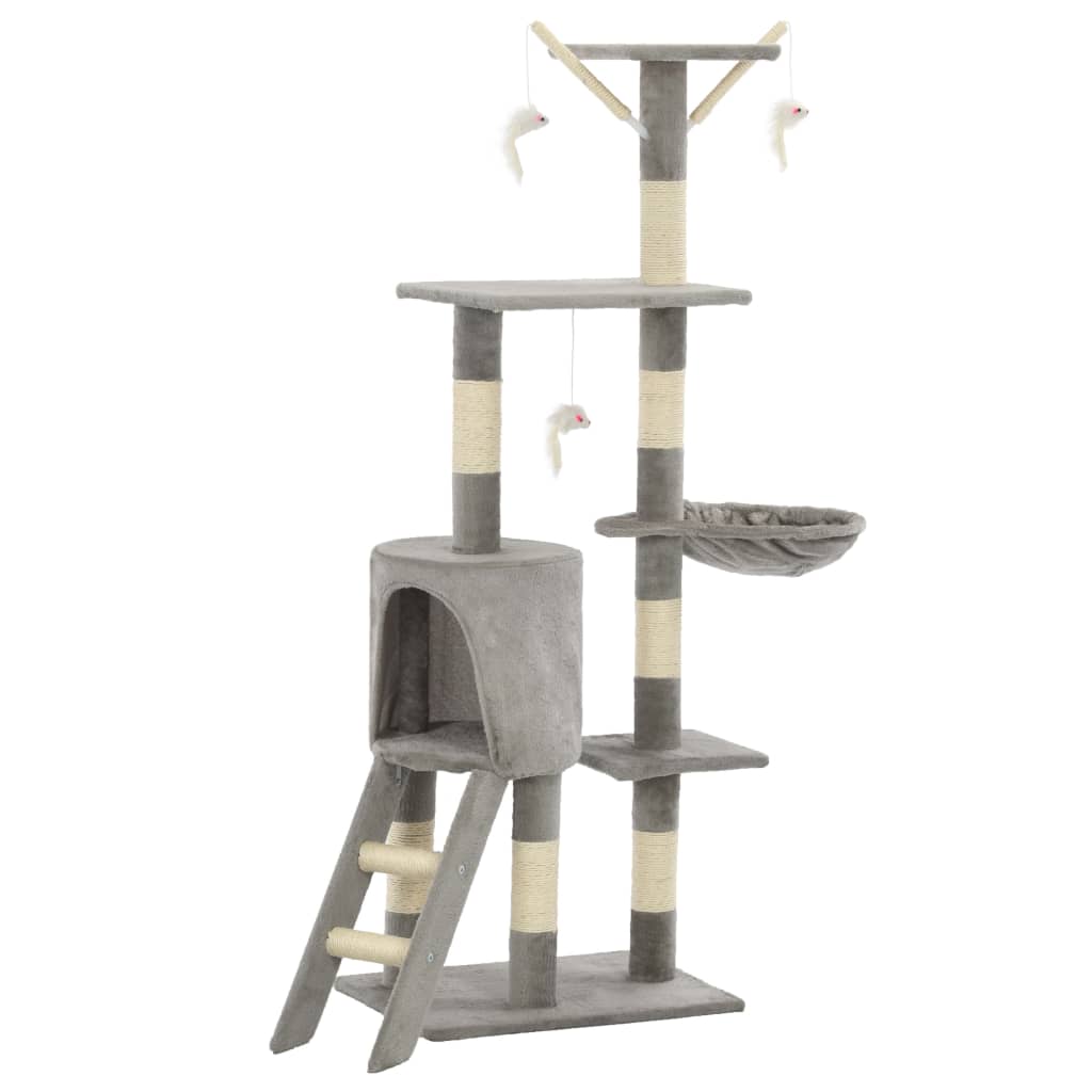 Set of cats with poles made of sisal rope, 138 cm, gray