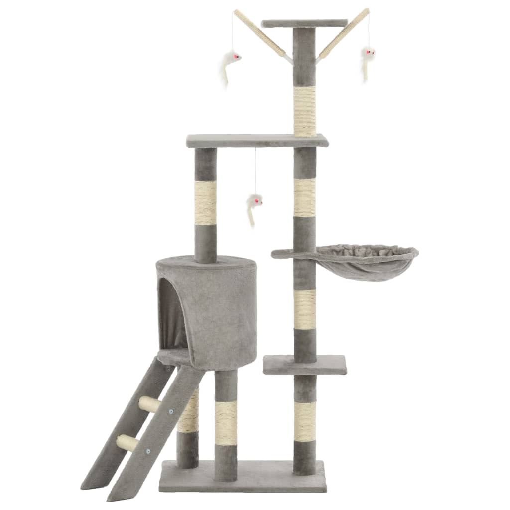 Set of cats with poles made of sisal rope, 138 cm, gray