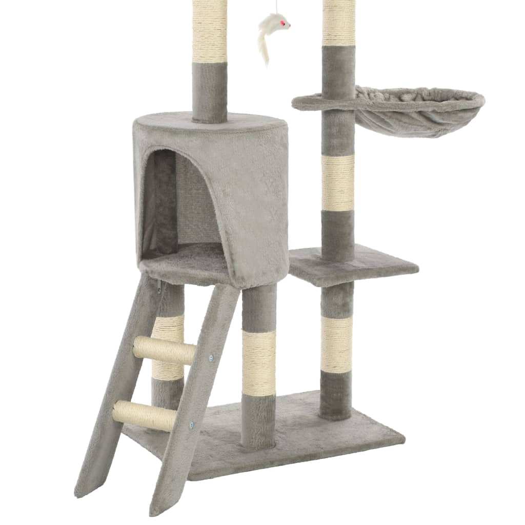 Set of cats with poles made of sisal rope, 138 cm, gray