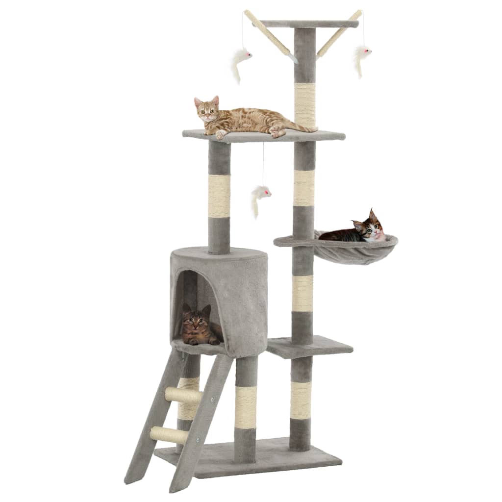 Set of cats with poles made of sisal rope, 138 cm, gray