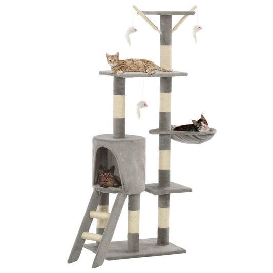 Set of cats with poles made of sisal rope, 138 cm, gray