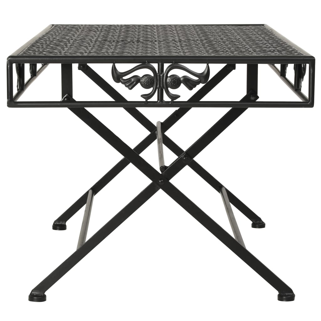 vidaXL Măsuță de cafea pliabilă, vintage, negru, 100x50x45 cm, metal