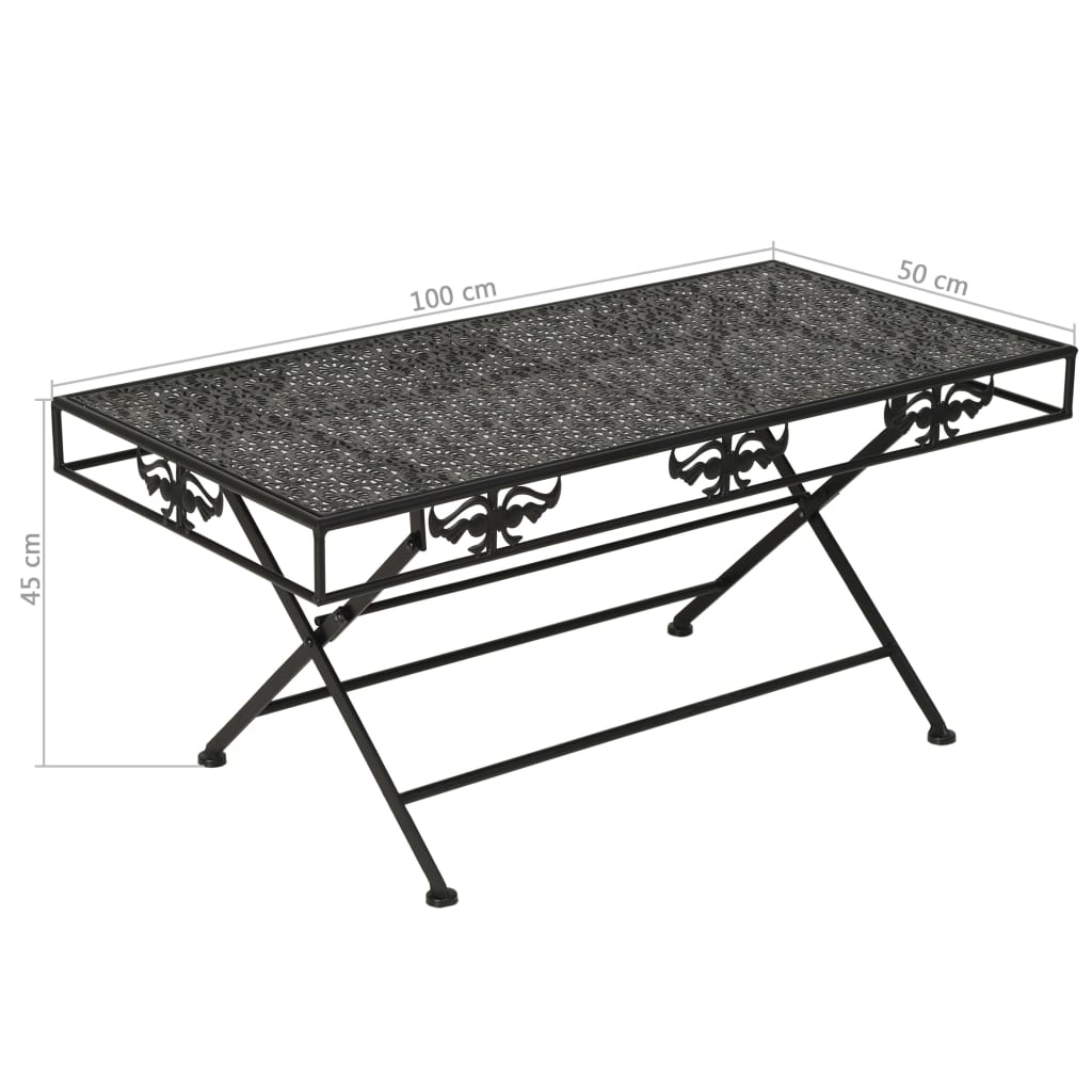 vidaXL Măsuță de cafea pliabilă, vintage, negru, 100x50x45 cm, metal