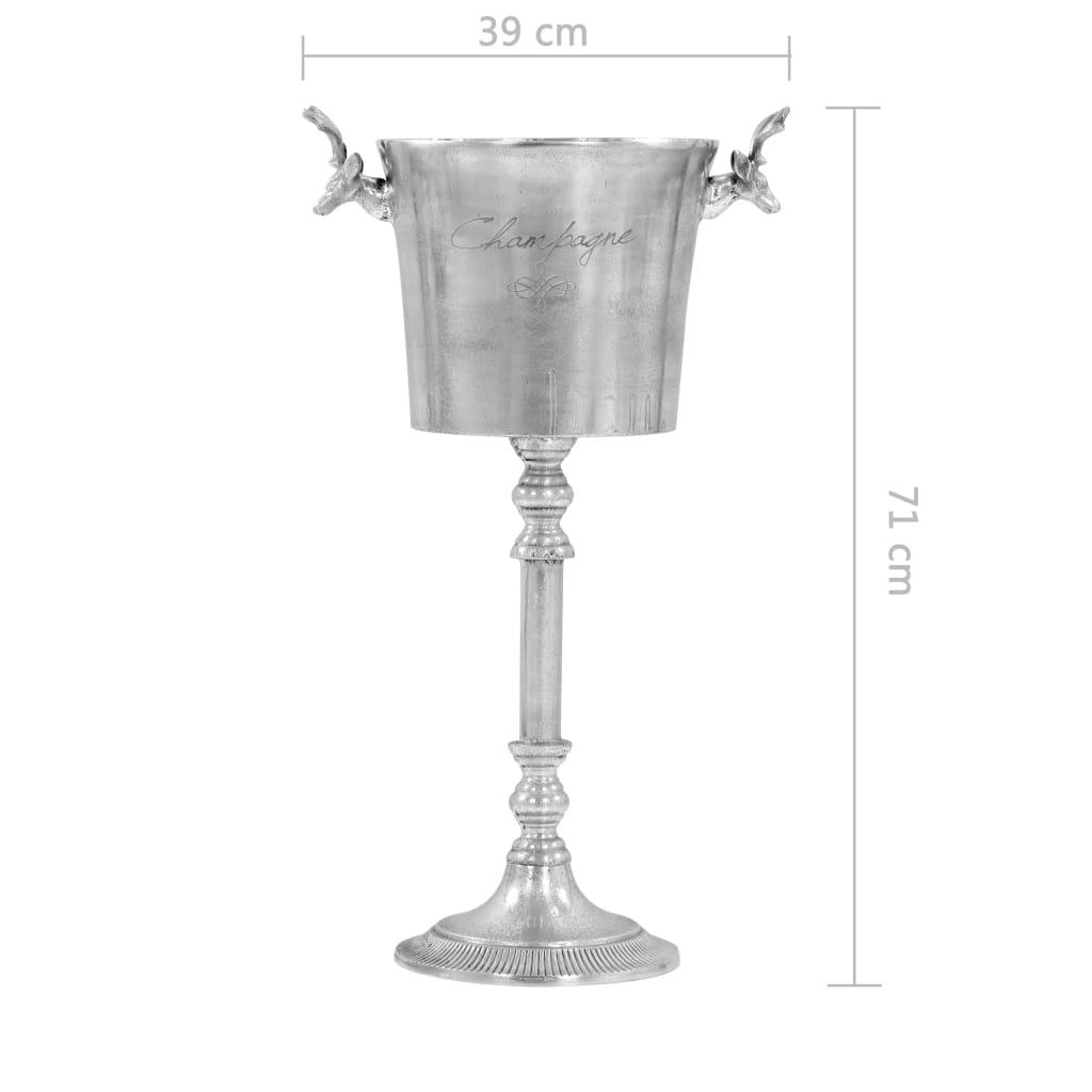 Champagne shaker, silver, 39 x 29 x 71 cm, aluminum