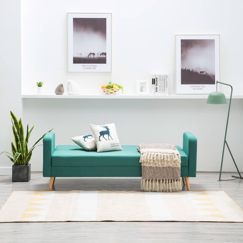 Canapea din material textil verde