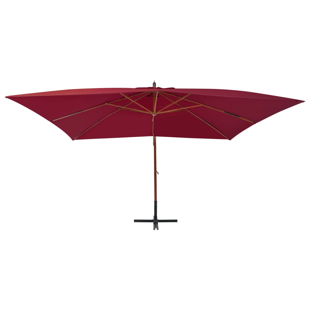 Umbrelă consolă de grădină cu stâlp din lemn, bordo, 400x300 cm