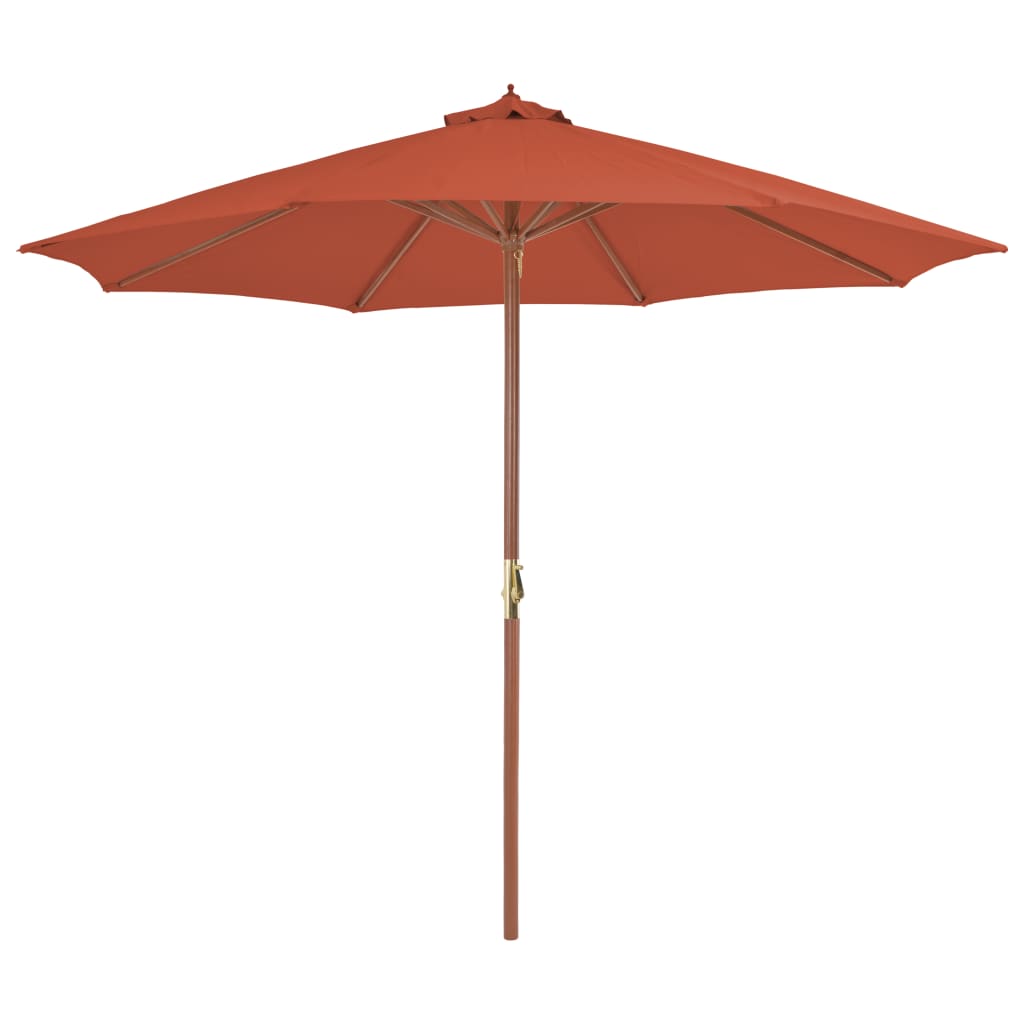 Umbrelă de exterior cu stâlp din lemn, 300 cm, teracotă