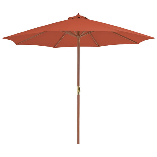 Umbrelă de exterior cu stâlp din lemn, 300 cm, teracotă