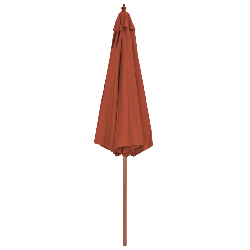Umbrelă de exterior cu stâlp din lemn, 300 cm, teracotă