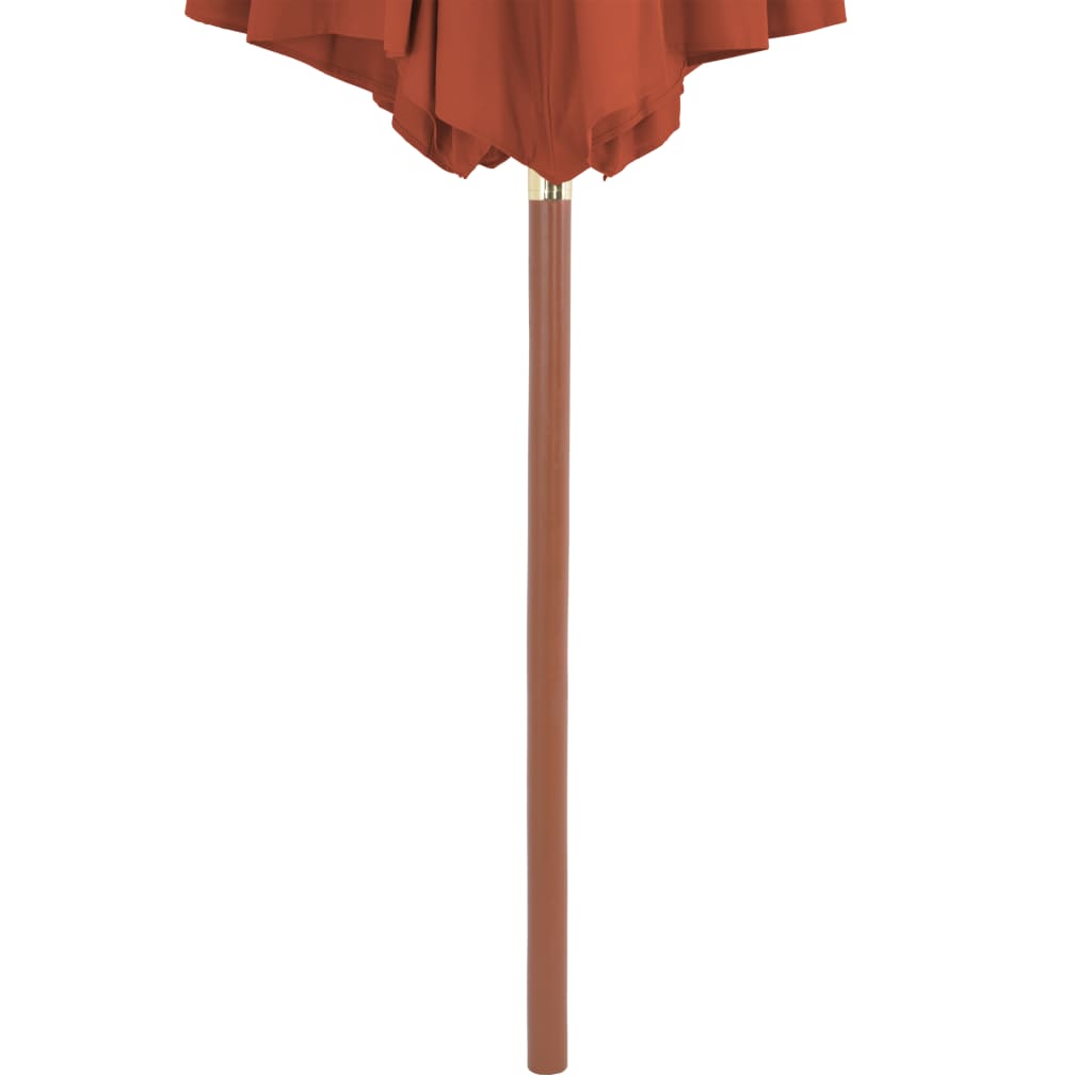Umbrelă de exterior cu stâlp din lemn, 300 cm, teracotă
