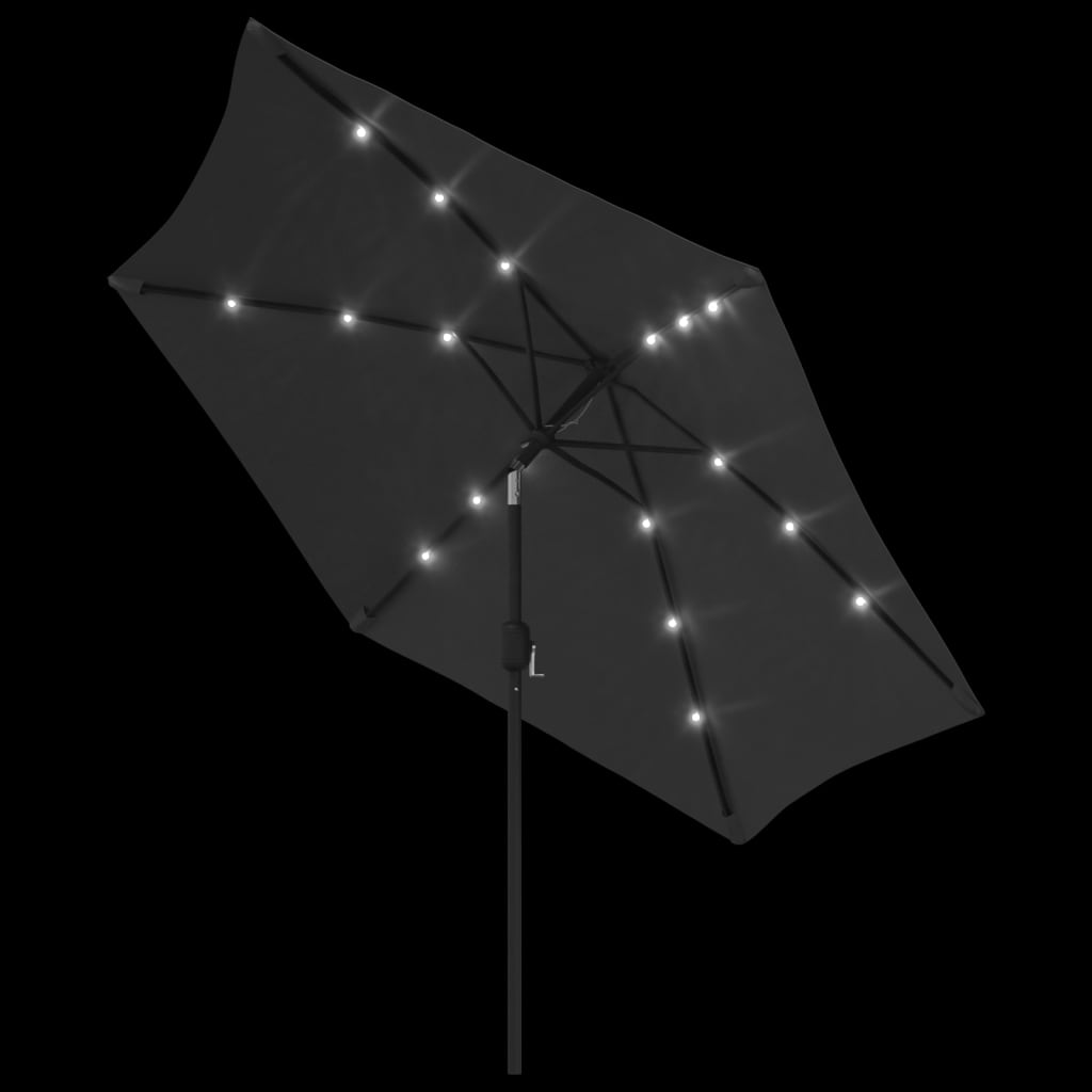 Umbrelă de soare exterior cu LED & stâlp de oțel antracit 300cm