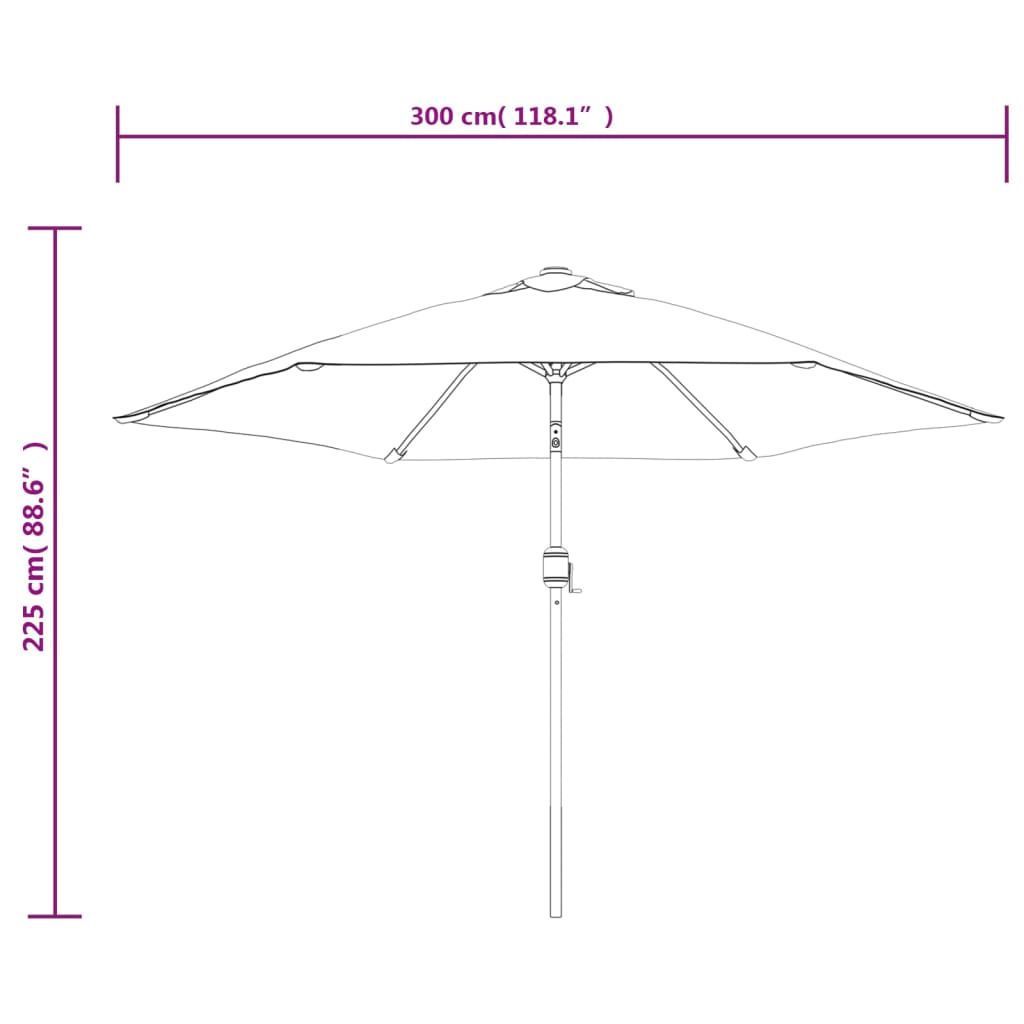 Umbrelă de soare exterior cu LED & stâlp de oțel antracit 300cm