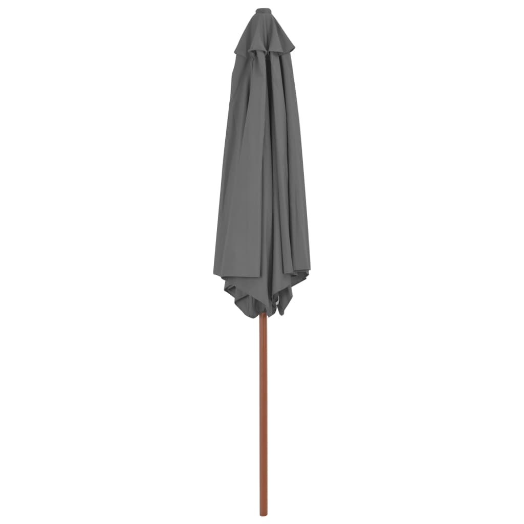 Umbrelă de soare de exterior, stâlp din lemn, antracit, 270 cm