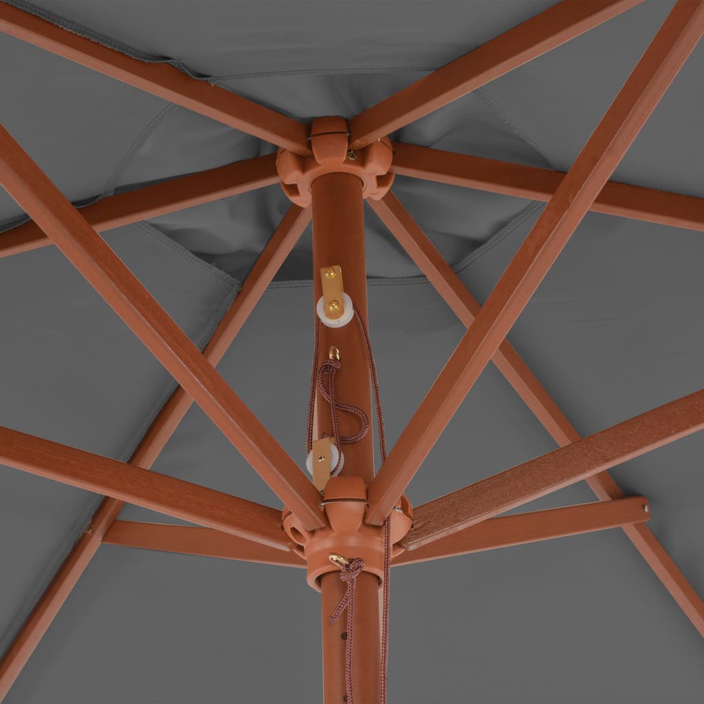 Umbrelă de soare de exterior, stâlp din lemn, antracit, 270 cm
