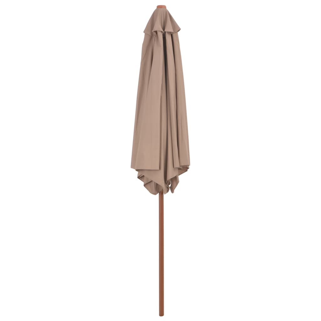 Umbrelă de soare de exterior cu stâlp din lemn, taupe, 270 cm