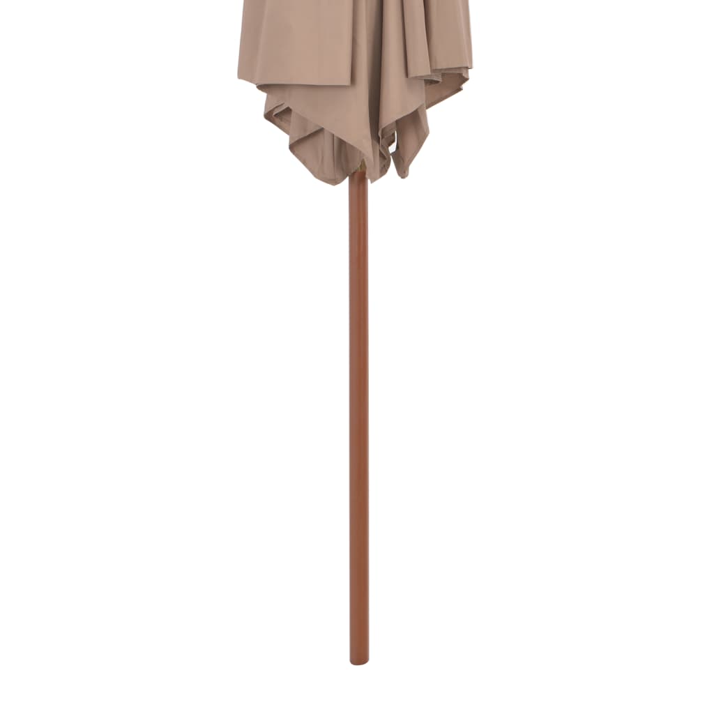 Umbrelă de soare de exterior cu stâlp din lemn, taupe, 270 cm