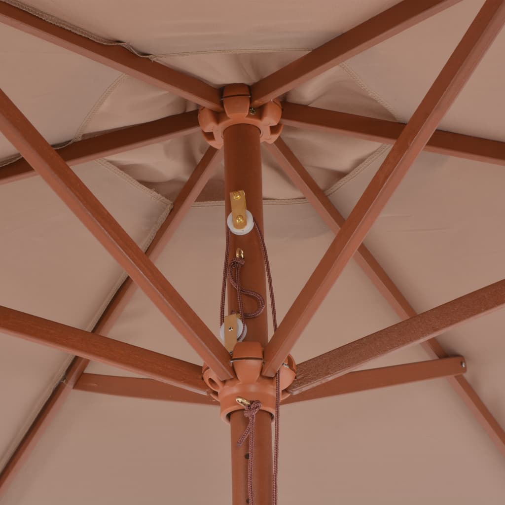 Umbrelă de soare de exterior cu stâlp din lemn, taupe, 270 cm