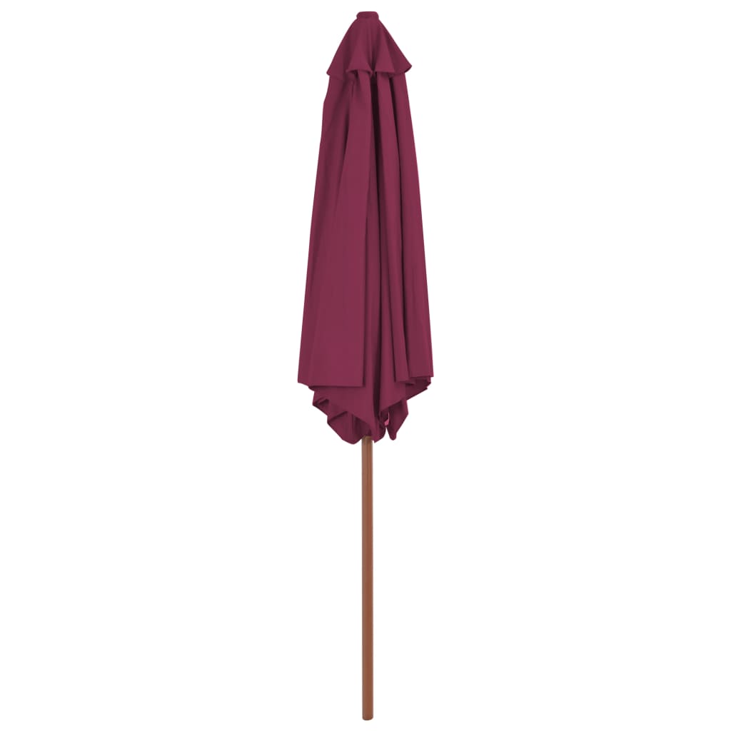 Umbrelă de soare de exterior, stâlp lemn, roșu bordo, 270 cm