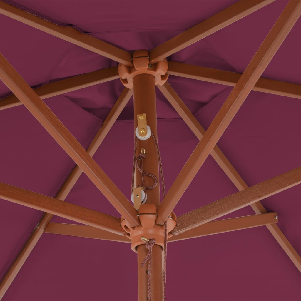 Umbrelă de soare de exterior, stâlp lemn, roșu bordo, 270 cm