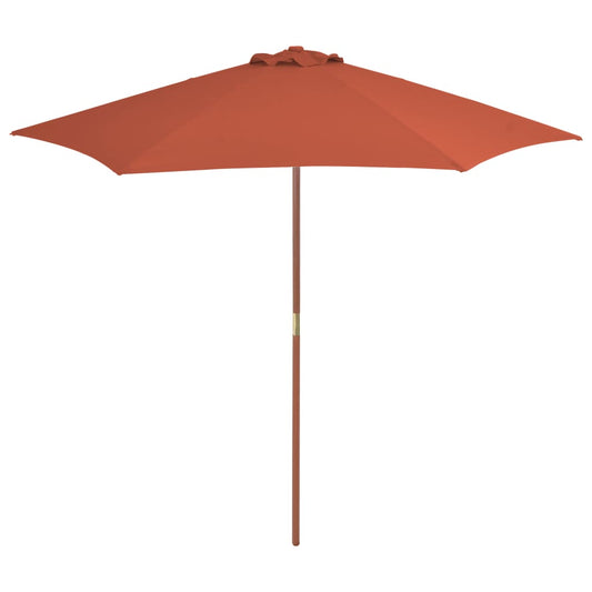 Umbrelă de soare de exterior, stâlp din lemn, cărămiziu, 270 cm