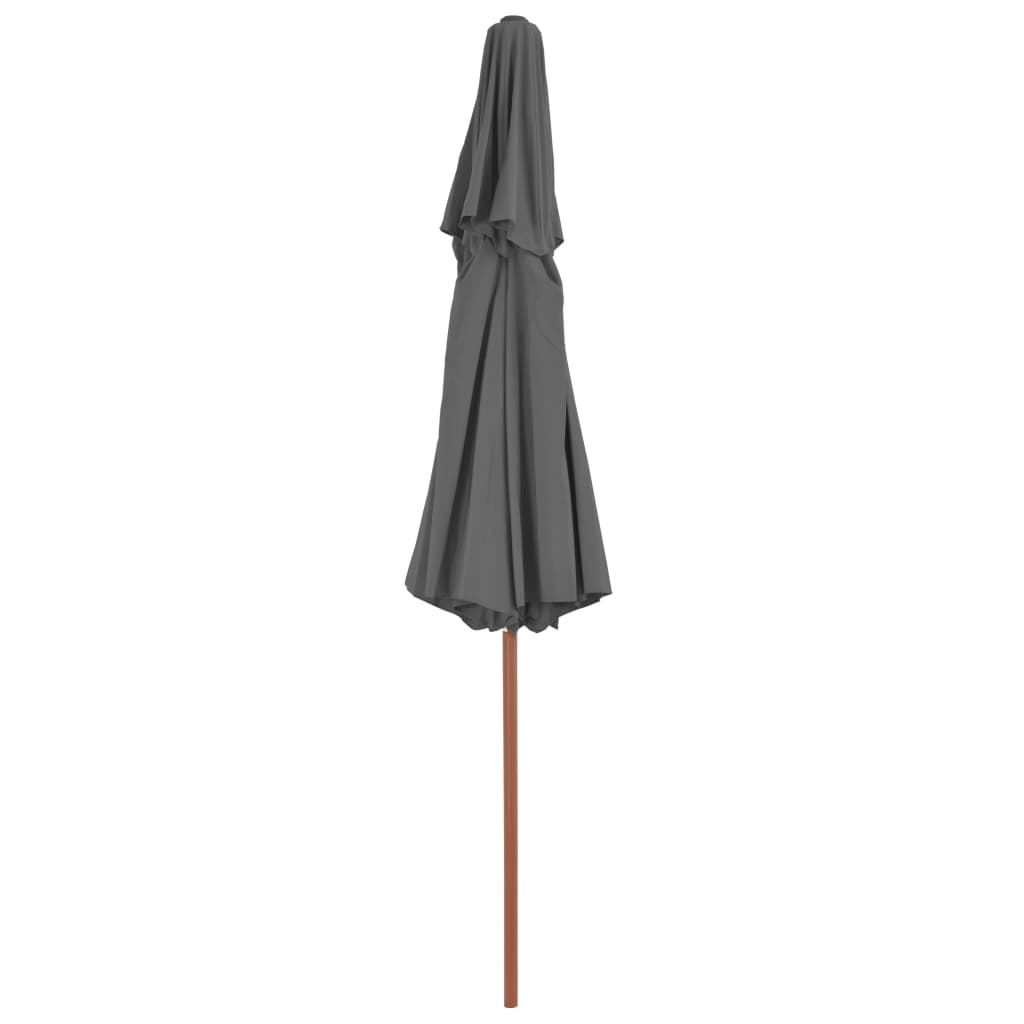 Umbrelă de soare dublă, stâlp din lemn, 270 cm, antracit