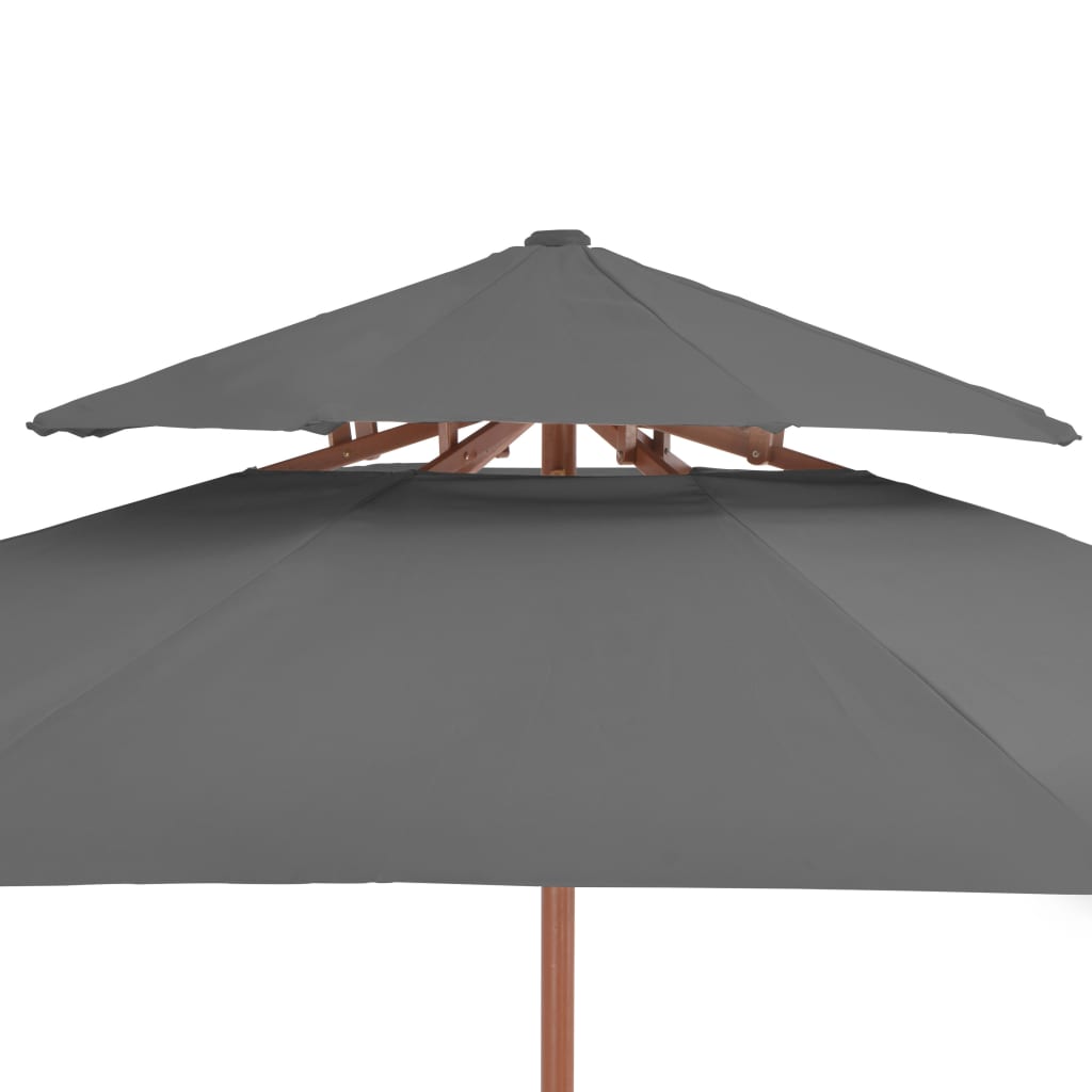 Umbrelă de soare dublă, stâlp din lemn, 270 cm, antracit
