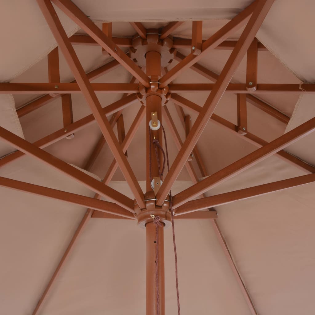 Umbrelă de soare dublă, stâlp din lemn, 270 cm, gri taupe