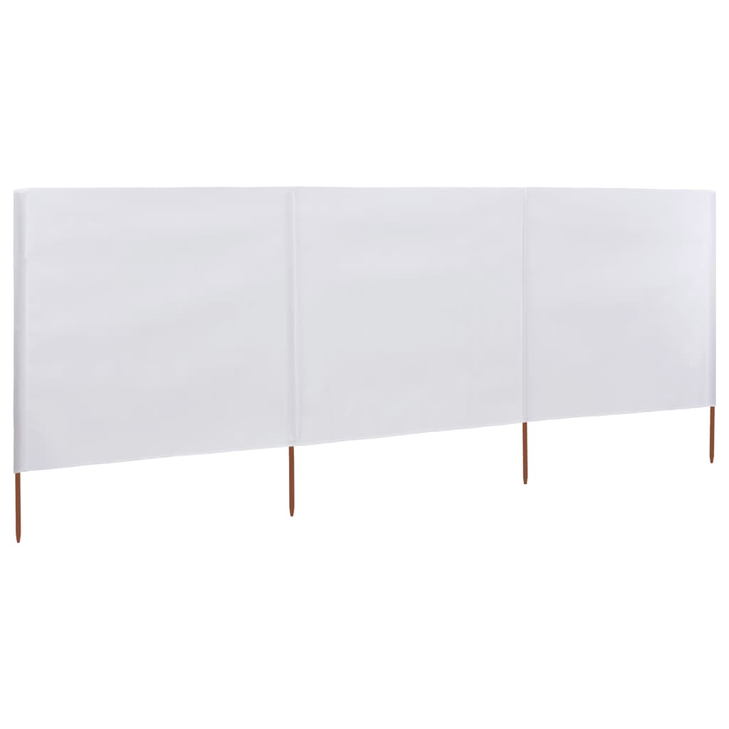 Paravan anti-vânt cu 3 panouri, alb, 400 x 120 cm, textil